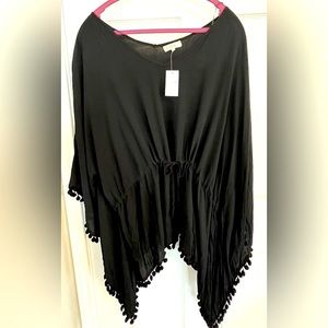 NWT COC (Clothing Obsessed Company) Black Swim Cover Up with Flutter Sleeves